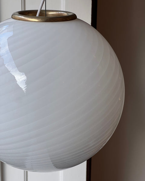 Vintage Murano white swirl ceiling lamp (D40)