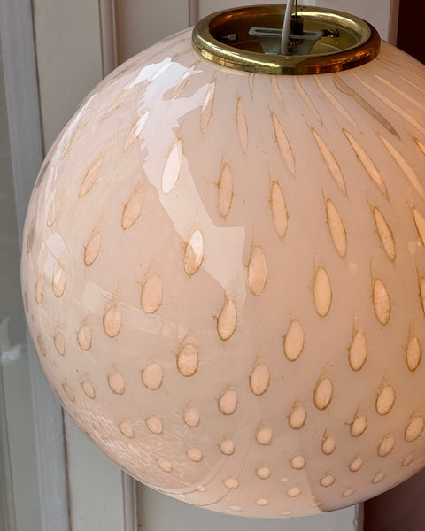 Vintage round white/golden dotted Murano ceiling lamp (D45)