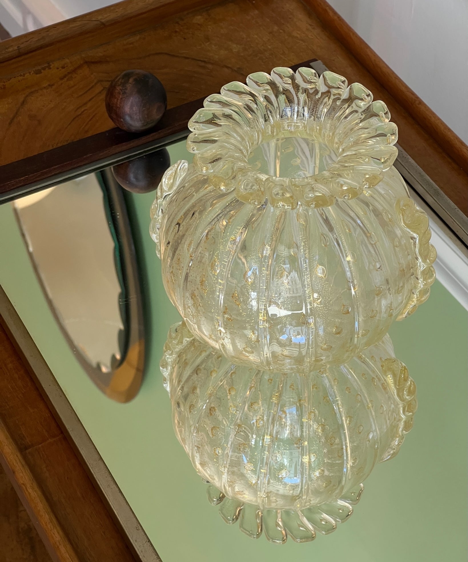 Vintage golden / clear Murano vase