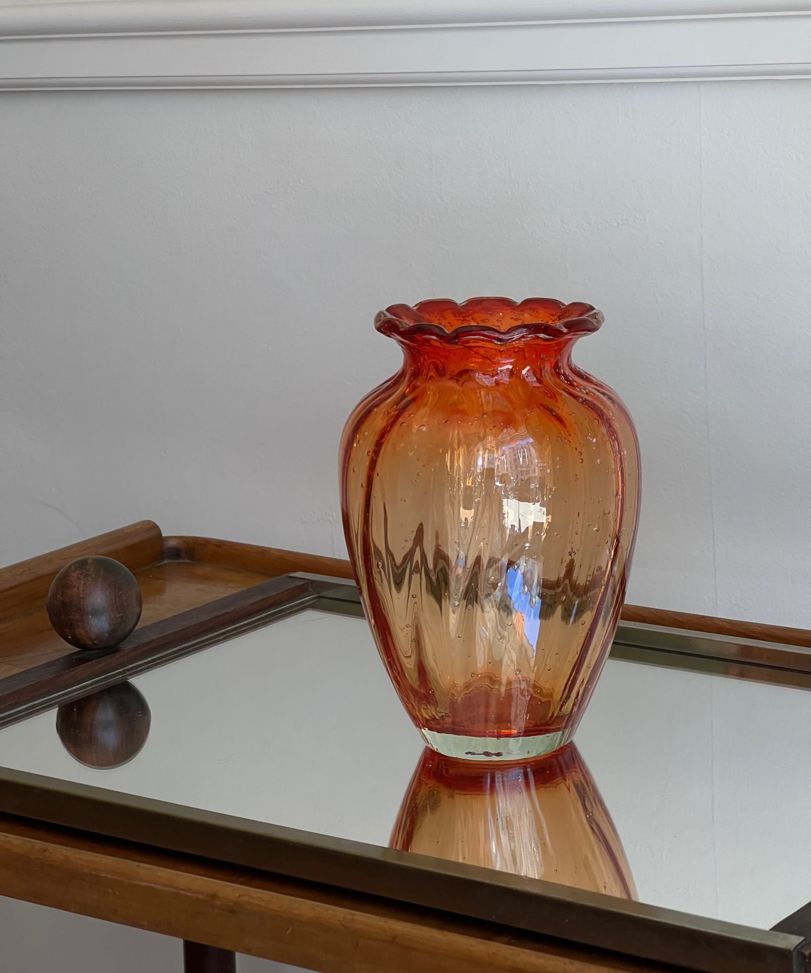 Vintage red/orange Murano vase