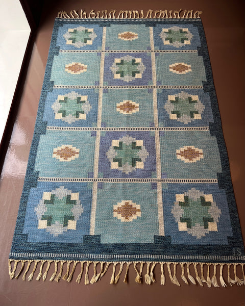 Vintage flat weave rug by Ingegerd Silow (IS)