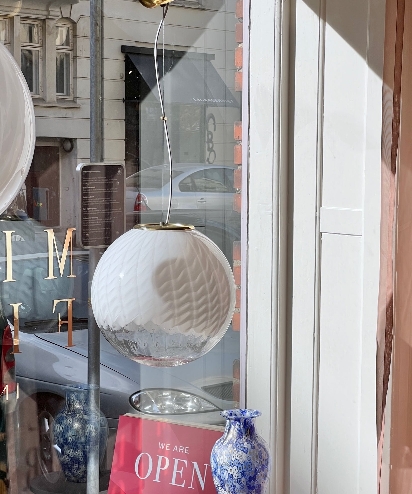 Vintage white clear Anemone Murano ceiling lamp (D35)