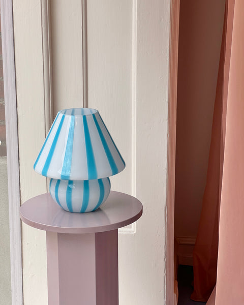 Mushroom table lamp - Blue vertical stripes