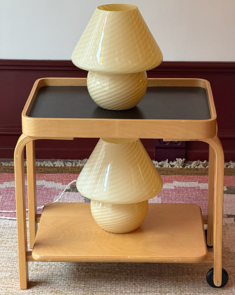 Vintage yellow swirl Murano mushroom table lamp (2 available)