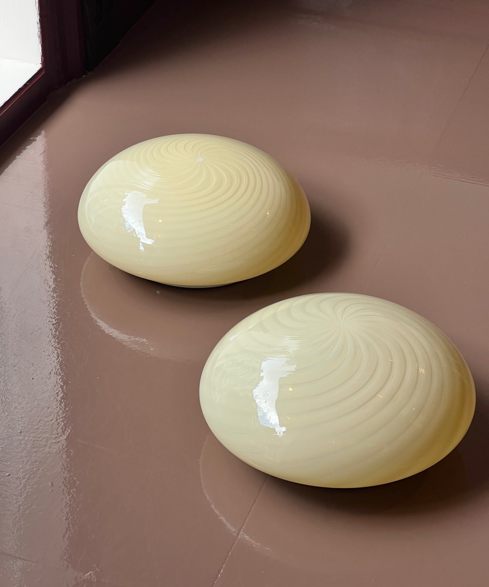 Vintage Murano yellow swirl ceiling/wall lamp (D30)