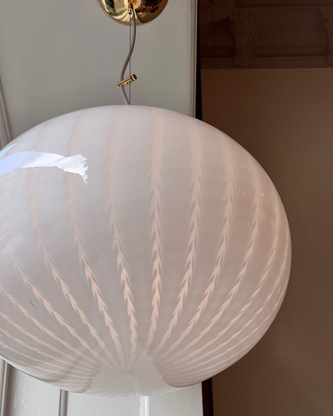 Vintage Murano oval white ceiling lamp (D45)