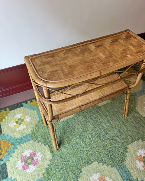 Vintage rattan console table