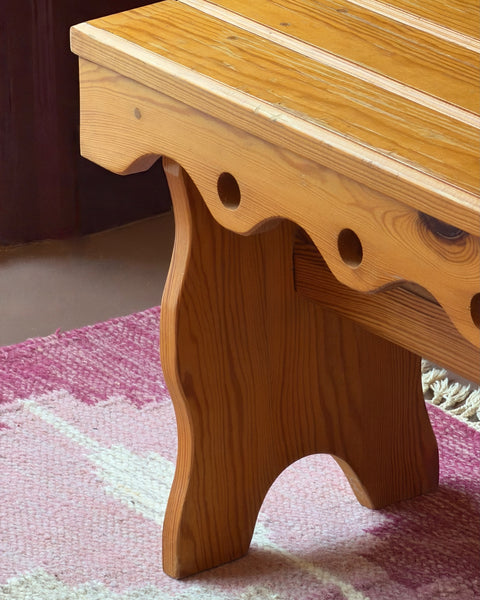 Vintage Swedish pine wood bench