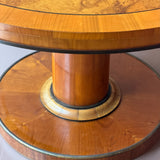 Vintage round lacquered burl wood dining table