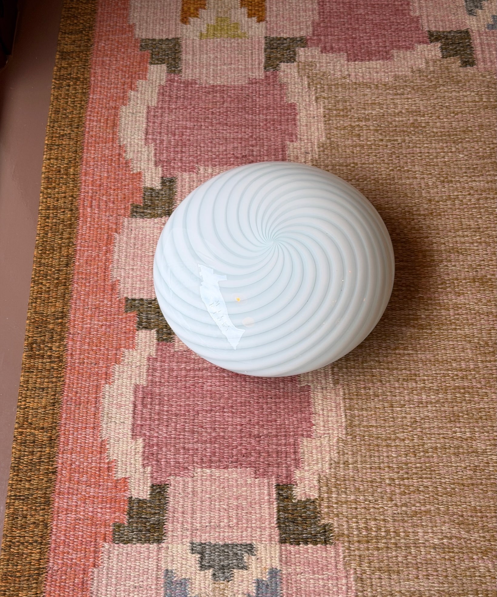 Vintage Murano light blue swirl ceiling/wall lamp (D38)