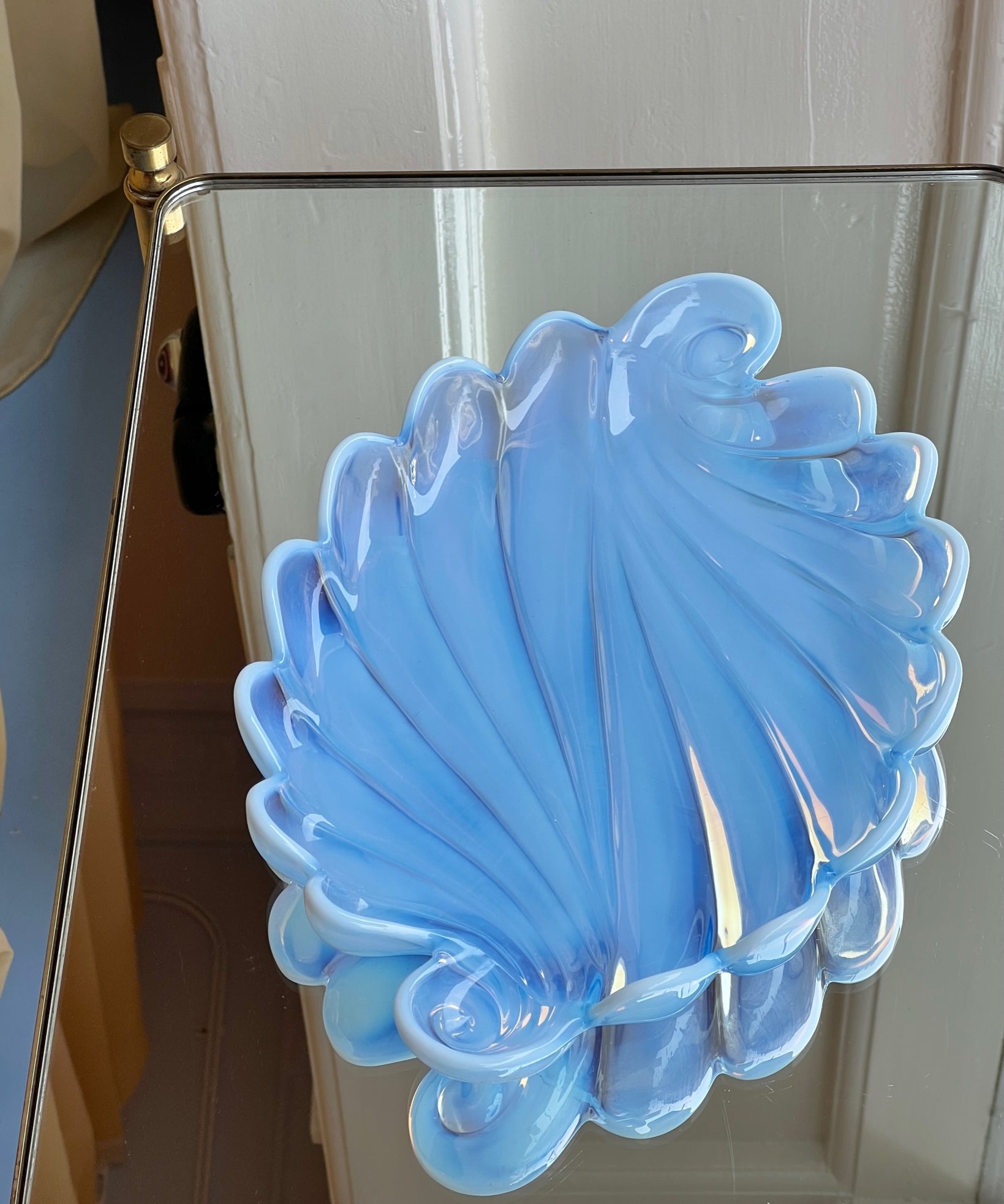 Vintage opal blue shell bowl