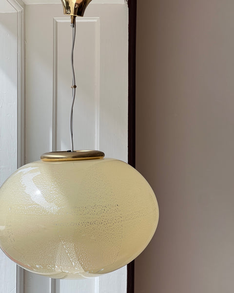 Vintage yellow/silver Murano ceiling lamp (D42)