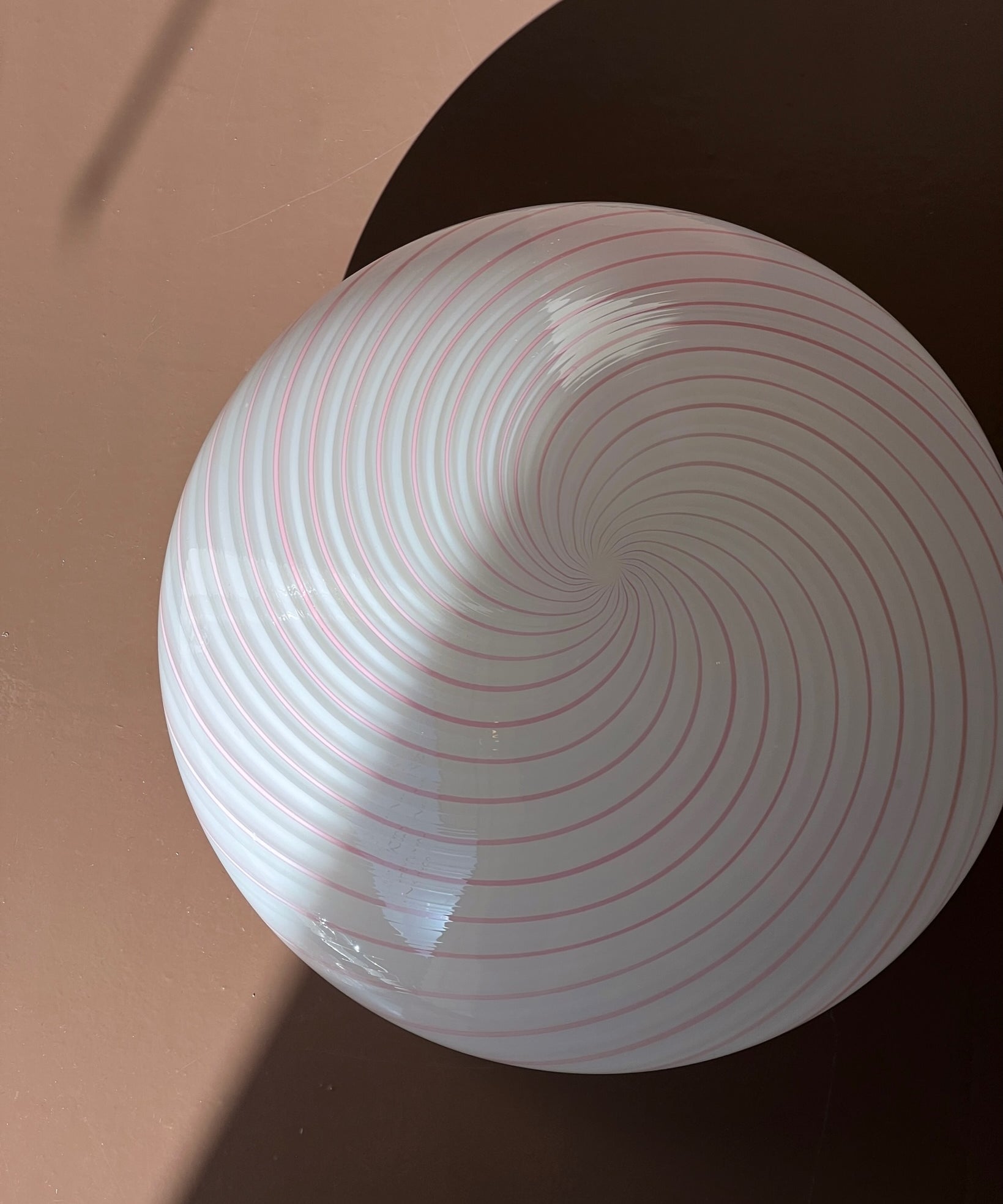 Vintage Murano pink/white swirl ceiling/wall lamp (D35)