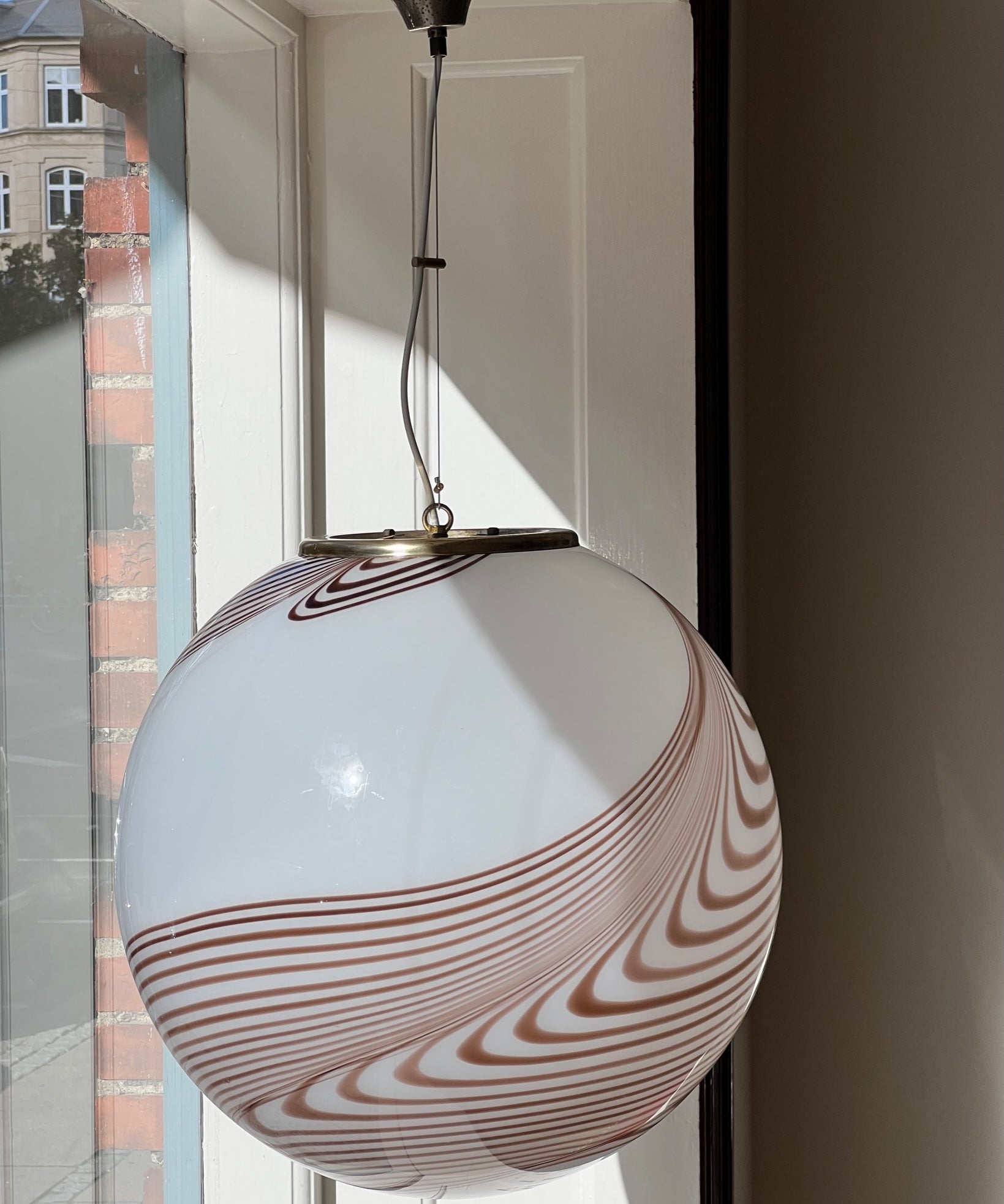 Vintage Murano brown swirl ceiling lamp (D50)