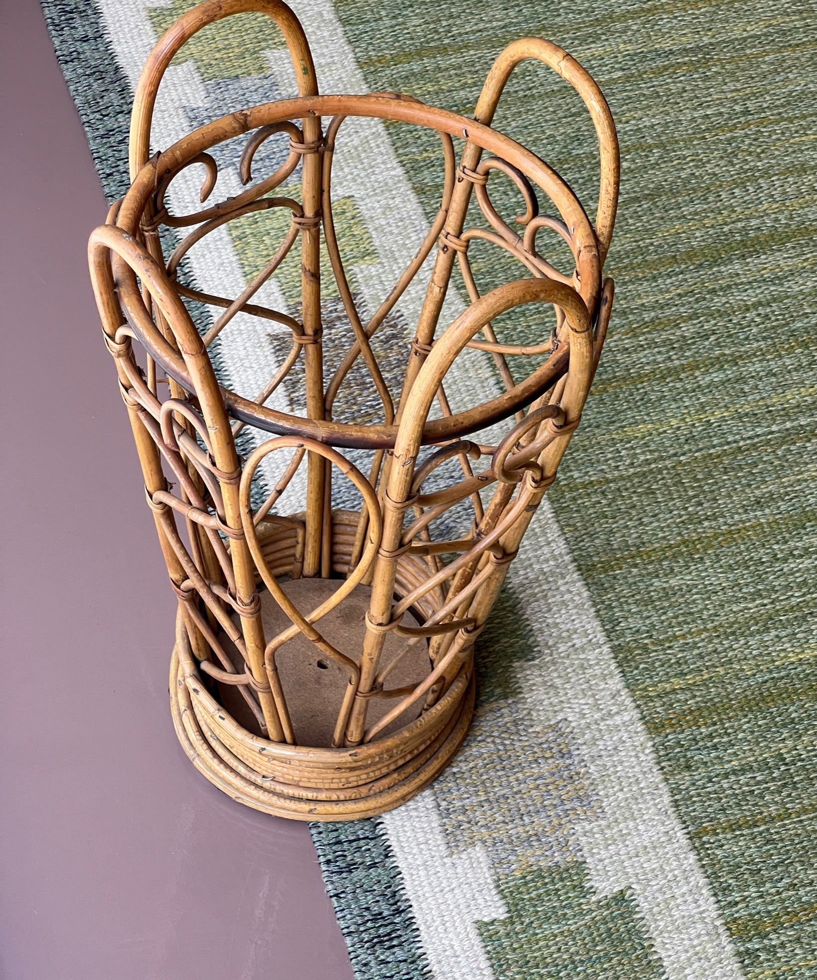 Vintage rattan umbrella stand