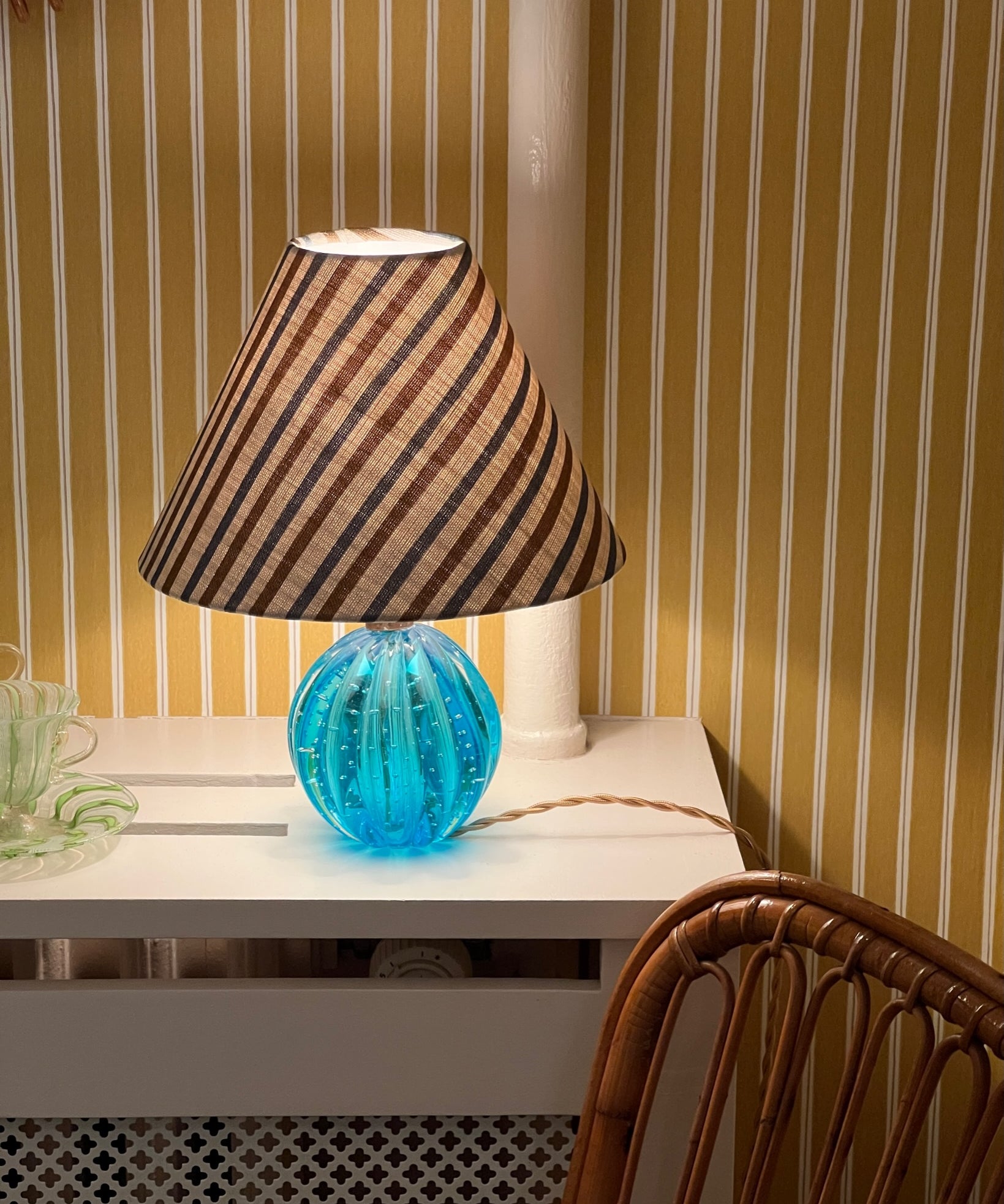 Vintage blue Murano table lamp (incl lampshade)