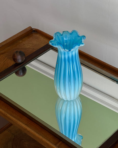 Vintage opal blue Murano vase