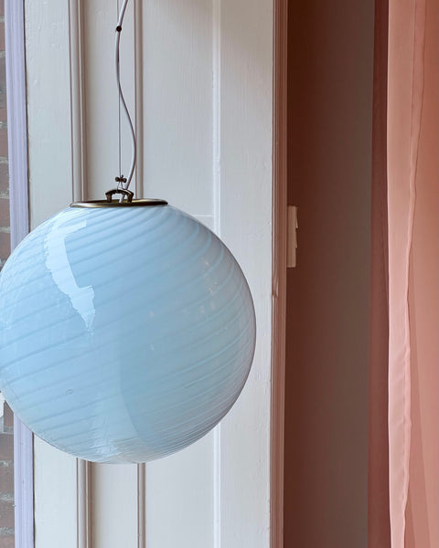 Vintage Murano light blue swirl ceiling lamp (D40)