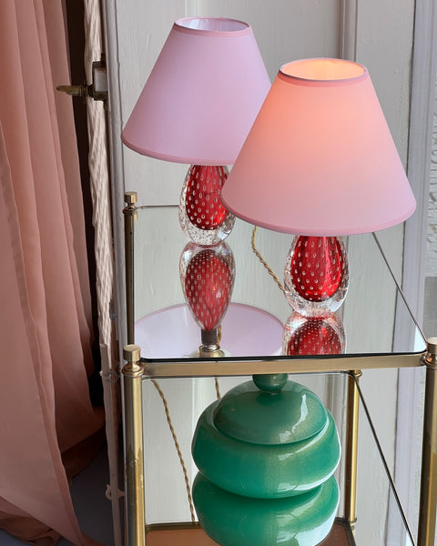 Vintage pink Murano table lamp (2 available)