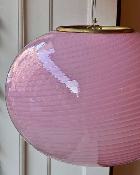 Vintage oval pink swirl Murano ceiling lamp (D46)