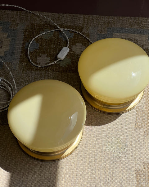 Vintage Murano opal yellow ceiling/wall lamp (2 available)