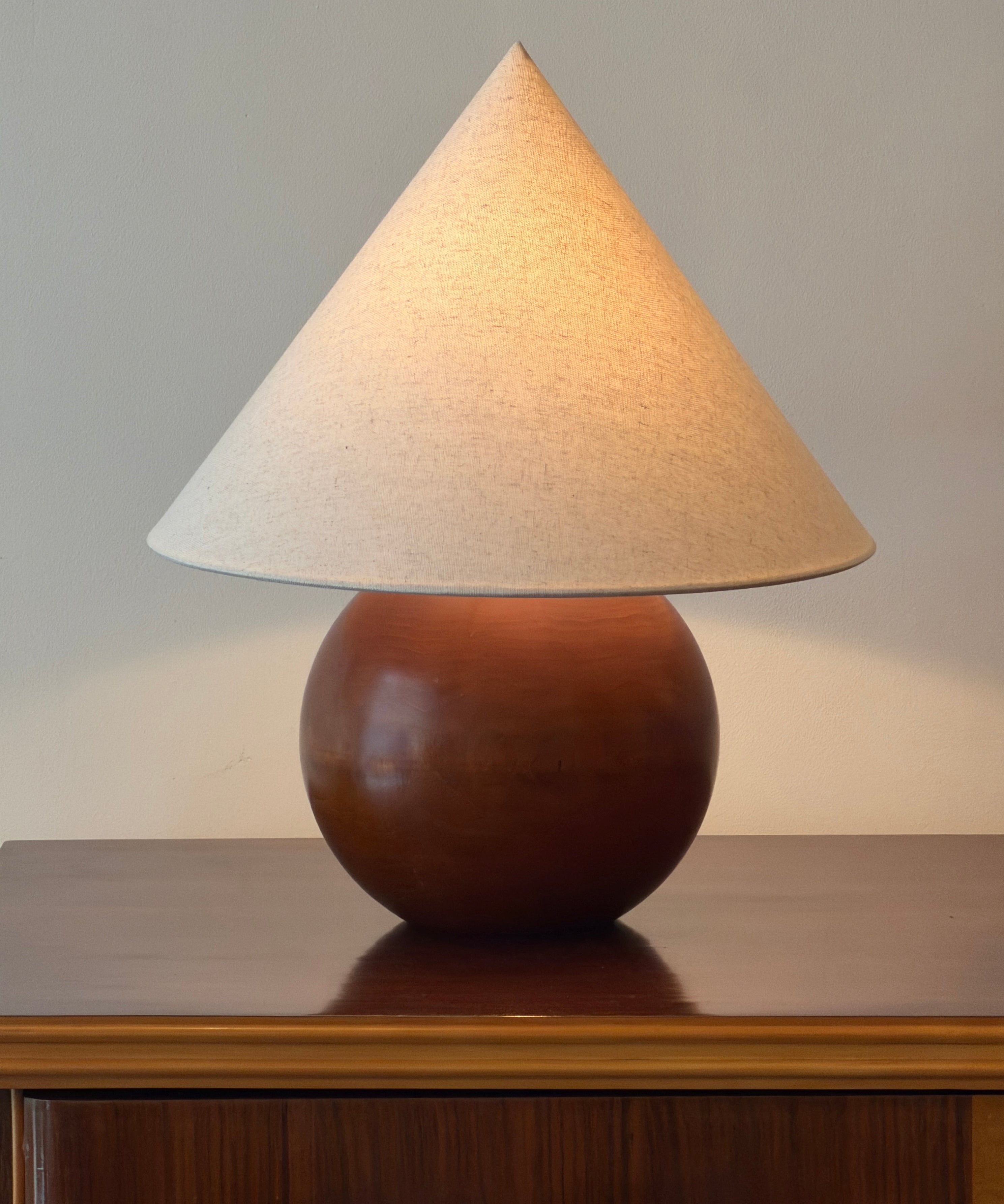 Large vintage wooden table lamp