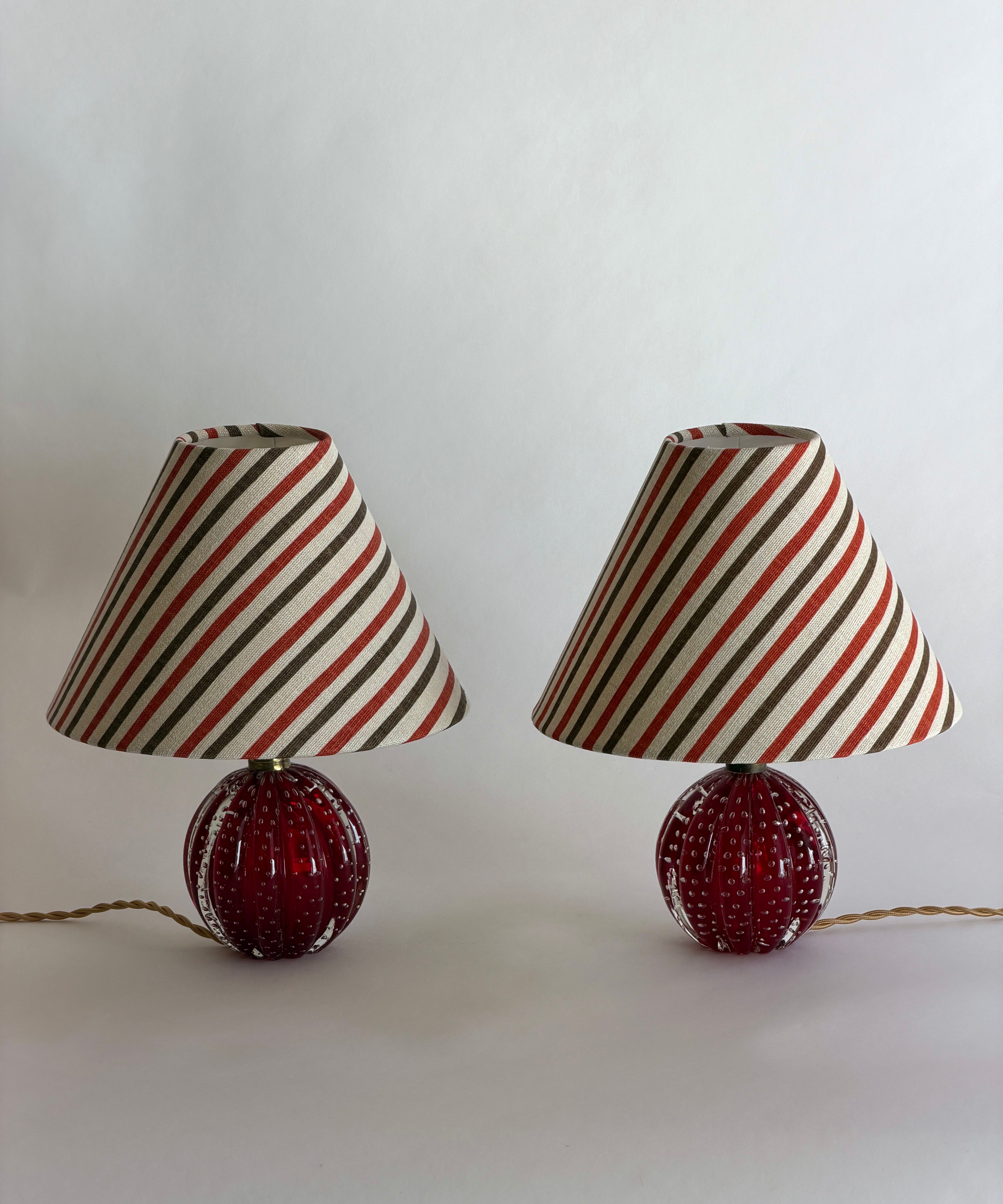 Vintage red Murano table lamp (incl. lampshade) (2 available)