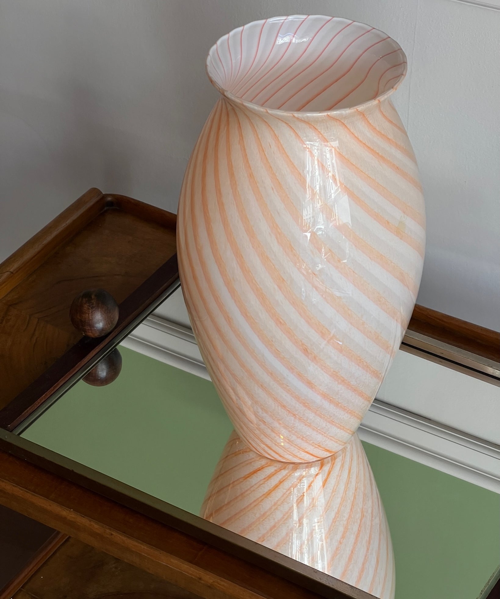 Vintage orange/white swirl Murano vase