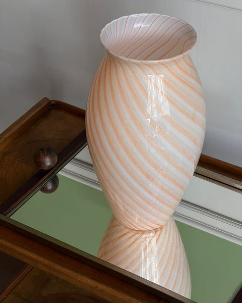 Vintage orange/white swirl Murano vase