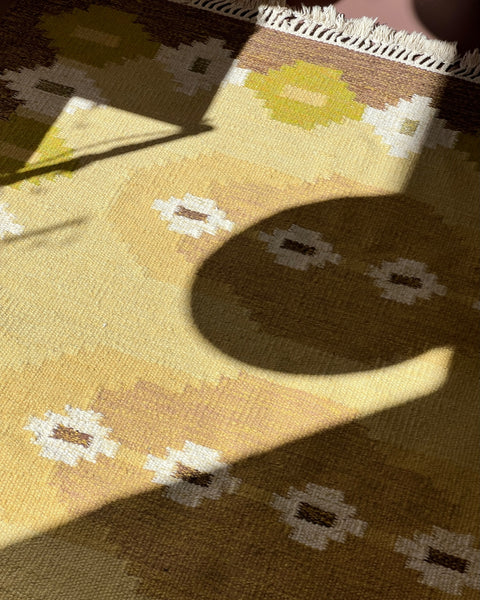 Vintage flat weave rug signed BD