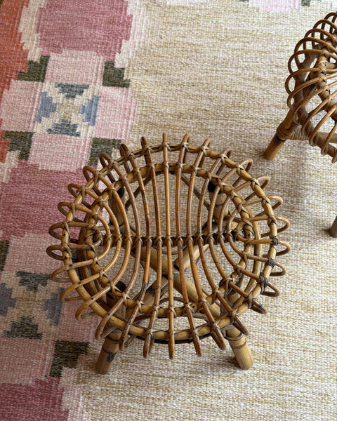 Vintage rattan stool (2 available)