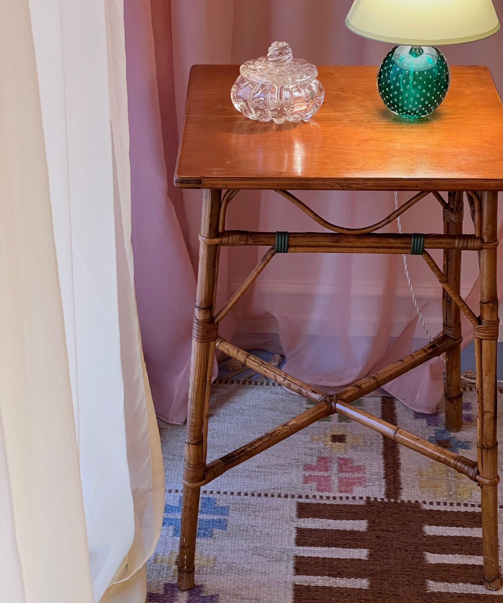 Vintage wooden/rattan table