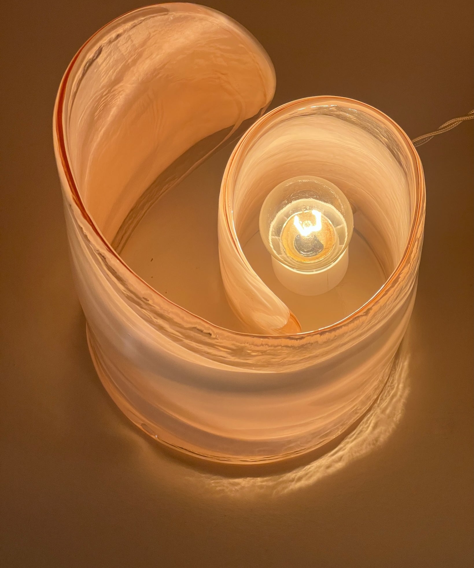 Vintage milky white/pink Murano table lamp