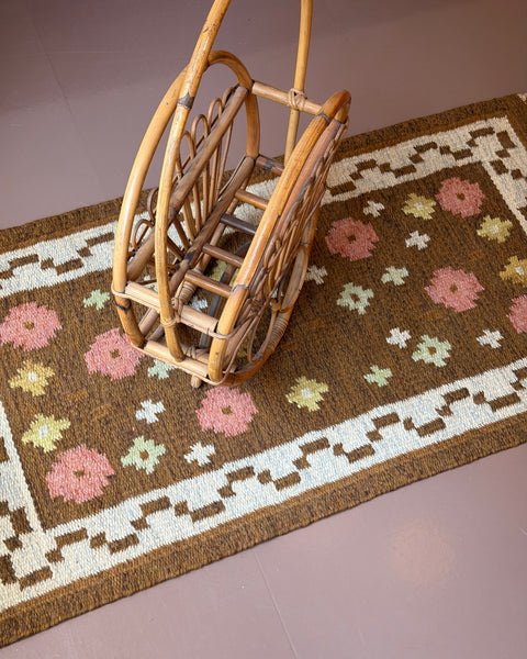 Large vintage rattan magazine holder