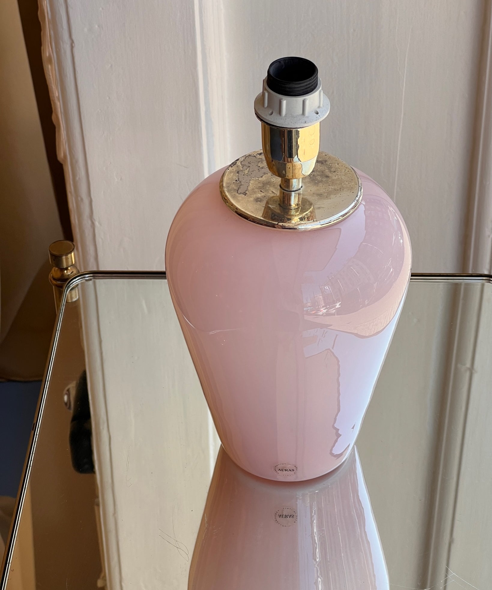Vintage light pink Murano table lamp (with shade)