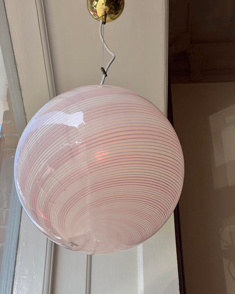 Vintage Murano pink swirl ceiling lamp (D35)