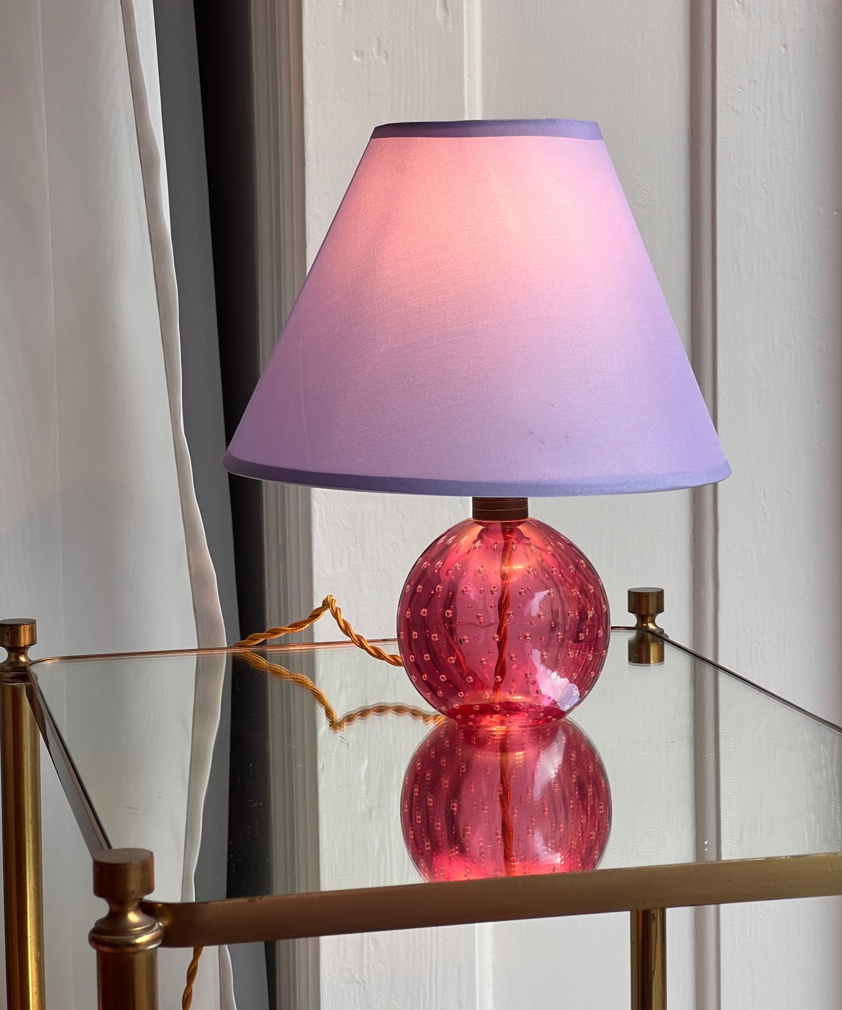 Vintage pink bubble Murano table lamp
