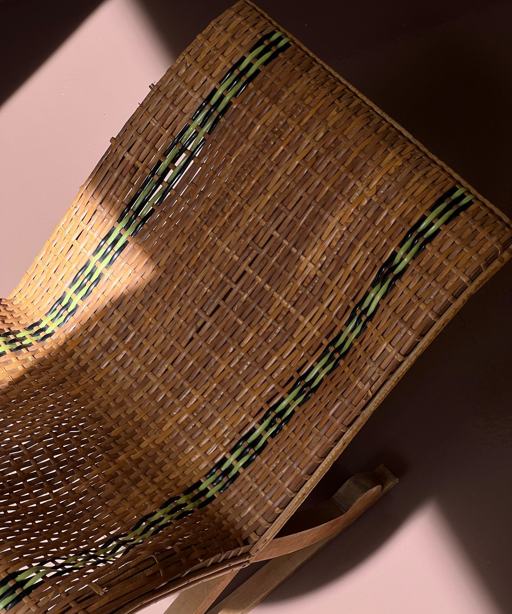 Vintage rattan footrest or magazine holder