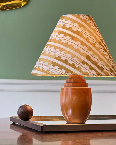Vintage wooden table lamp (incl. lampshade)