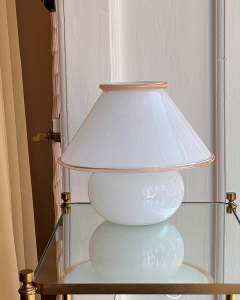 Vintage peach/white Murano mushroom table lamp