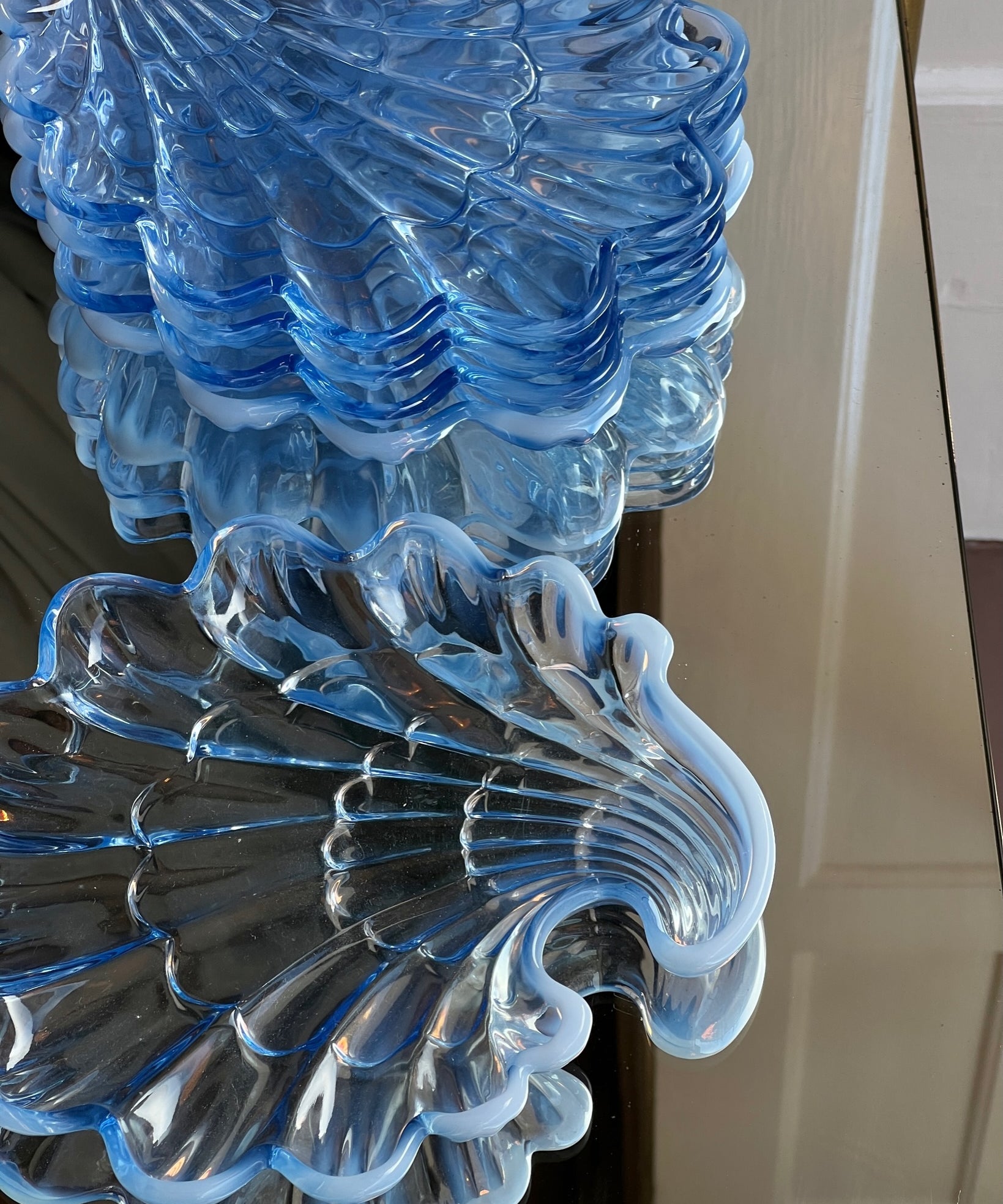 Vintage opal blue shell plate (5 available)