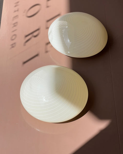 Vintage Murano cream/white swirl ceiling/wall lamp (D28) (2 available)