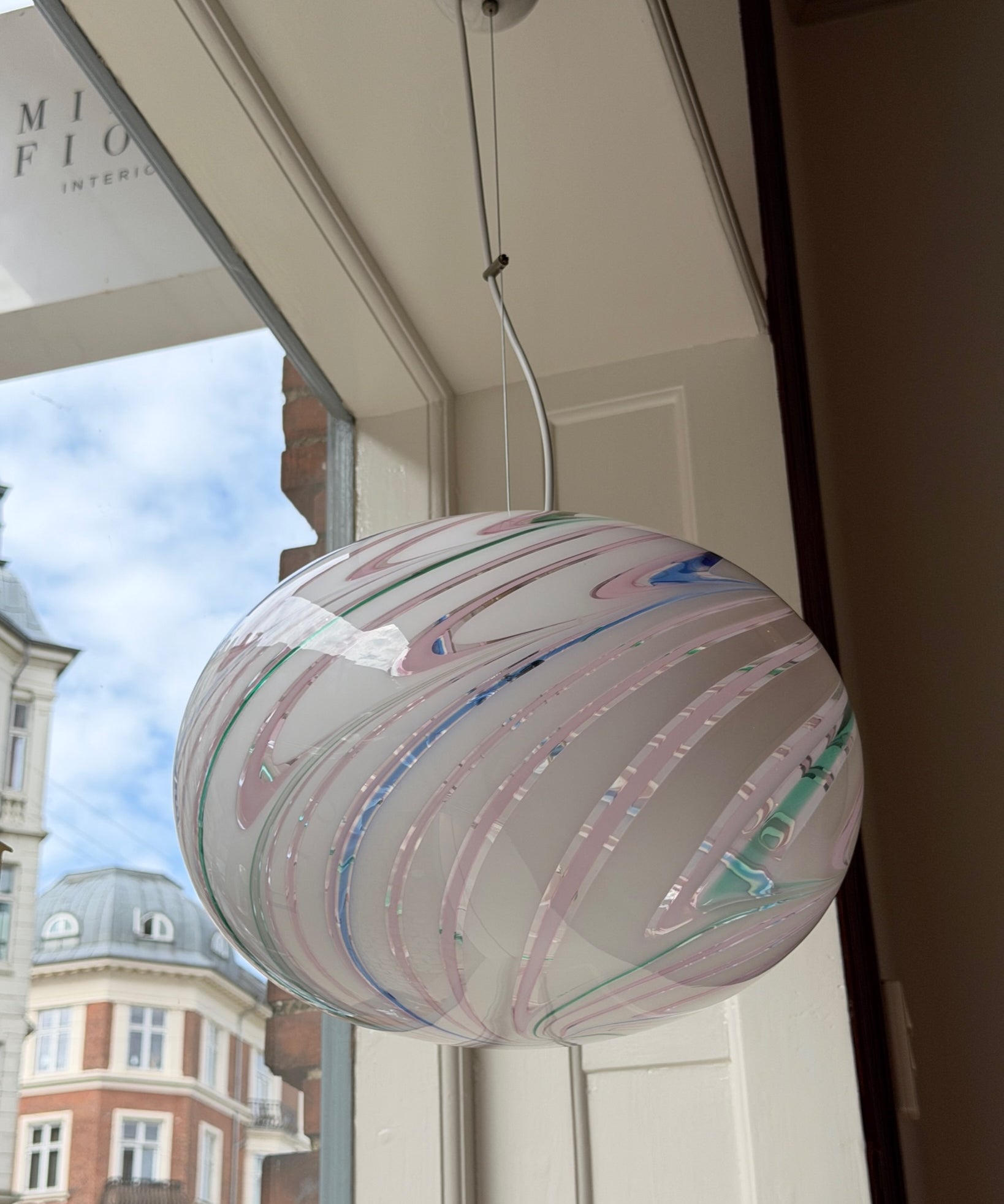Vintage oval Murano multi-coloured/transparent ceiling lamp (D45)