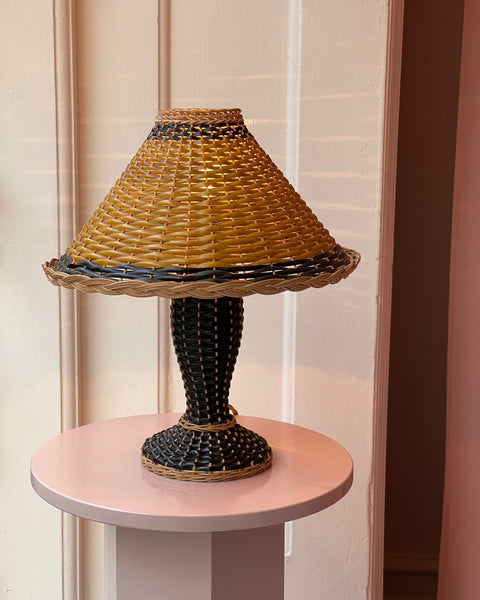 Vintage french rattan table lamp