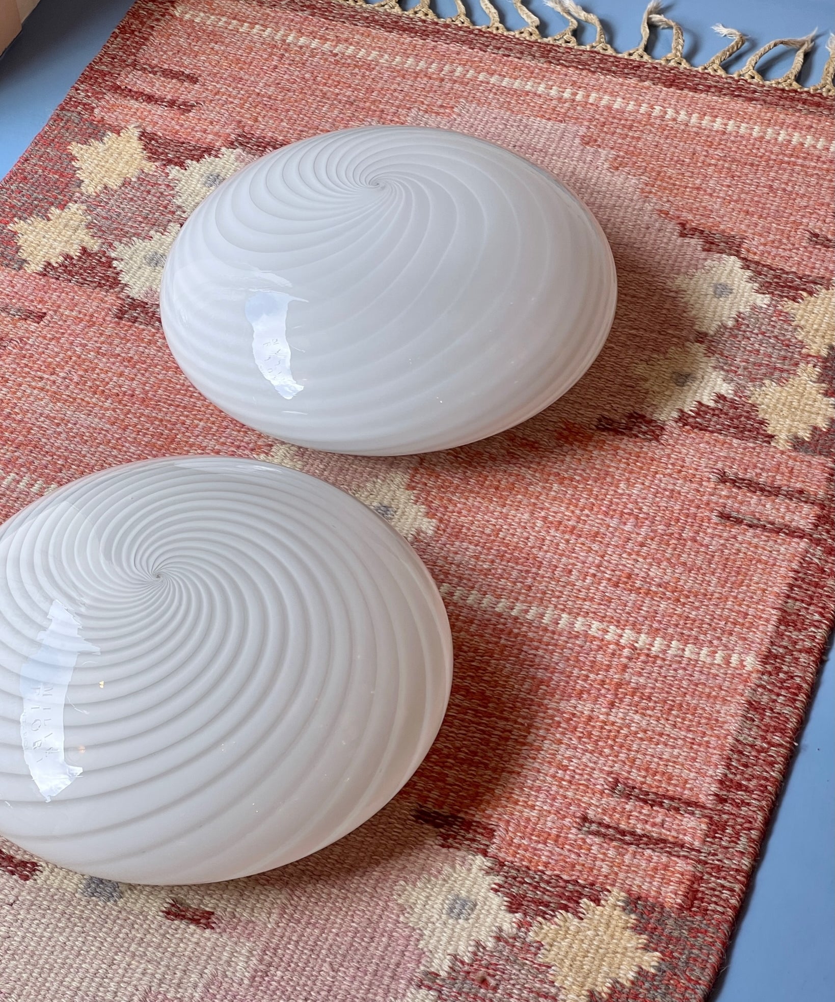 Vintage Murano white swirl ceiling/wall lamp (D38)
