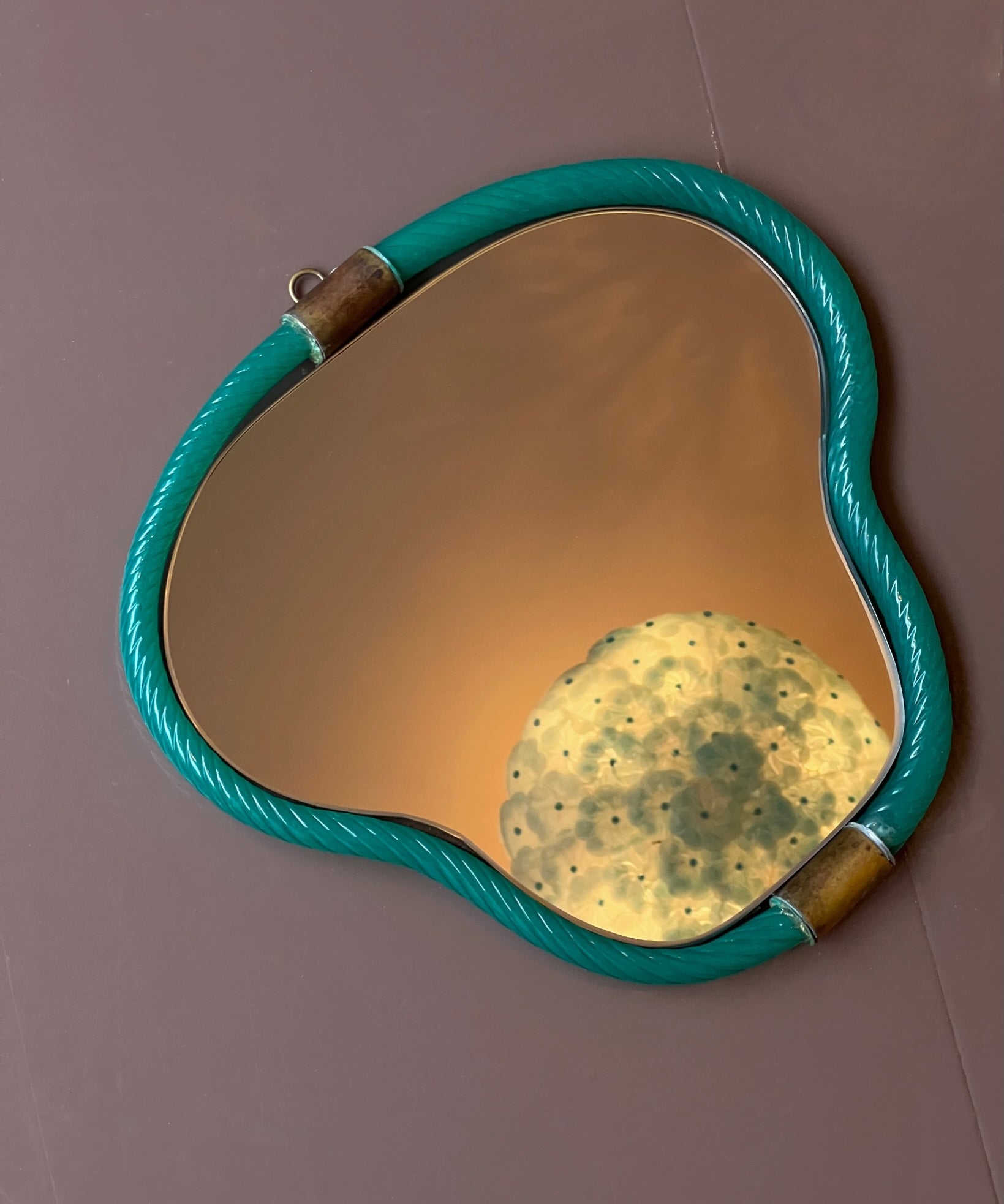 Vintage Italian mirror with emerald green glass frame