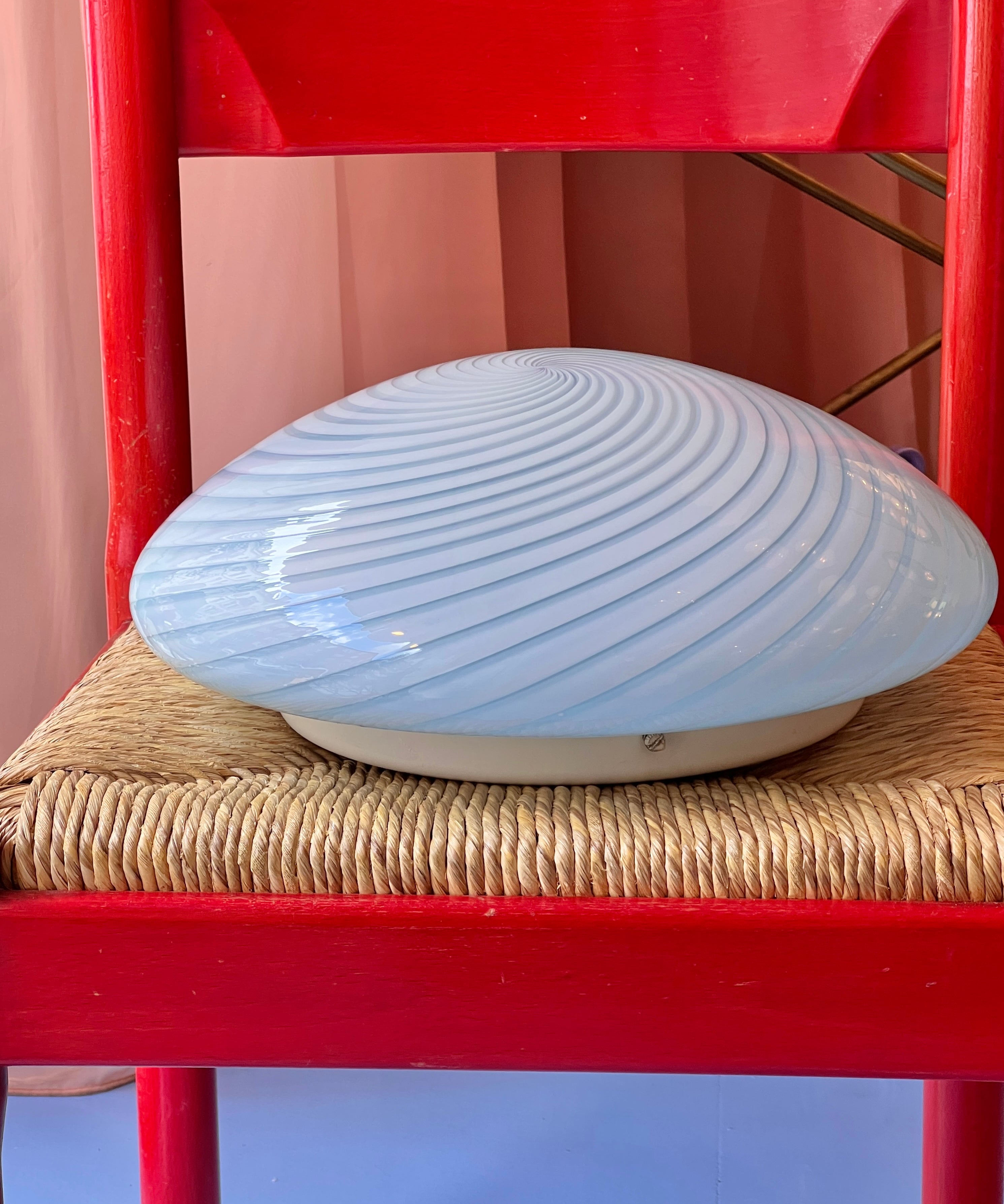 Vintage Murano blue swirl ceiling/wall lamp (D40)
