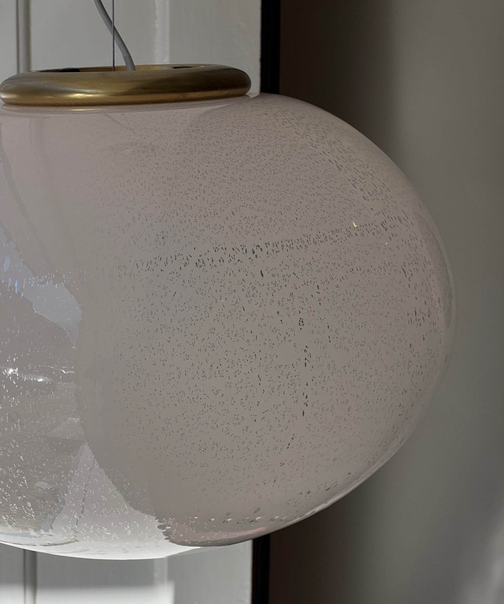 Vintage oval Murano pink/silver ceiling lamp (D45)