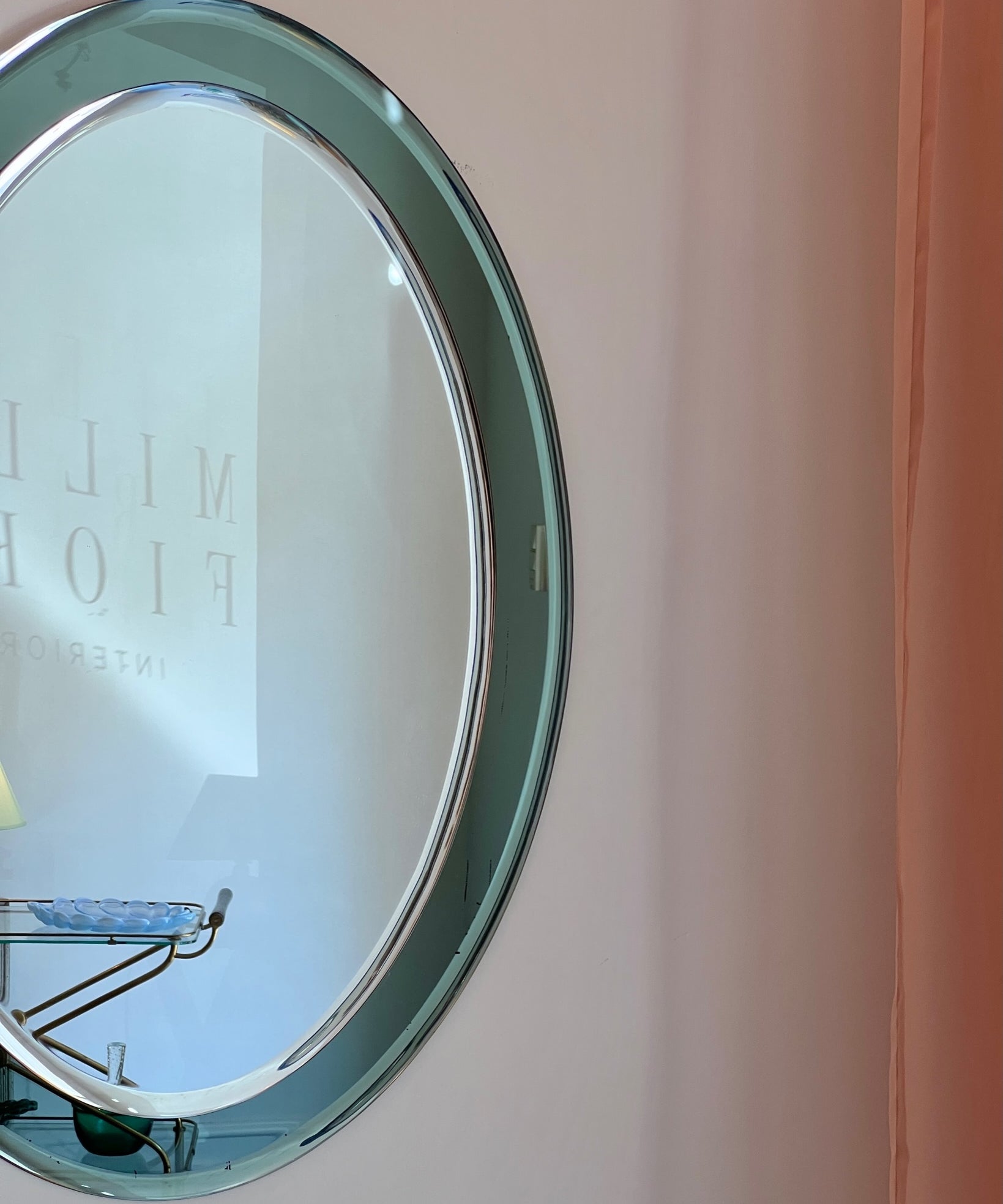 Vintage Green Oval Italian Mirror