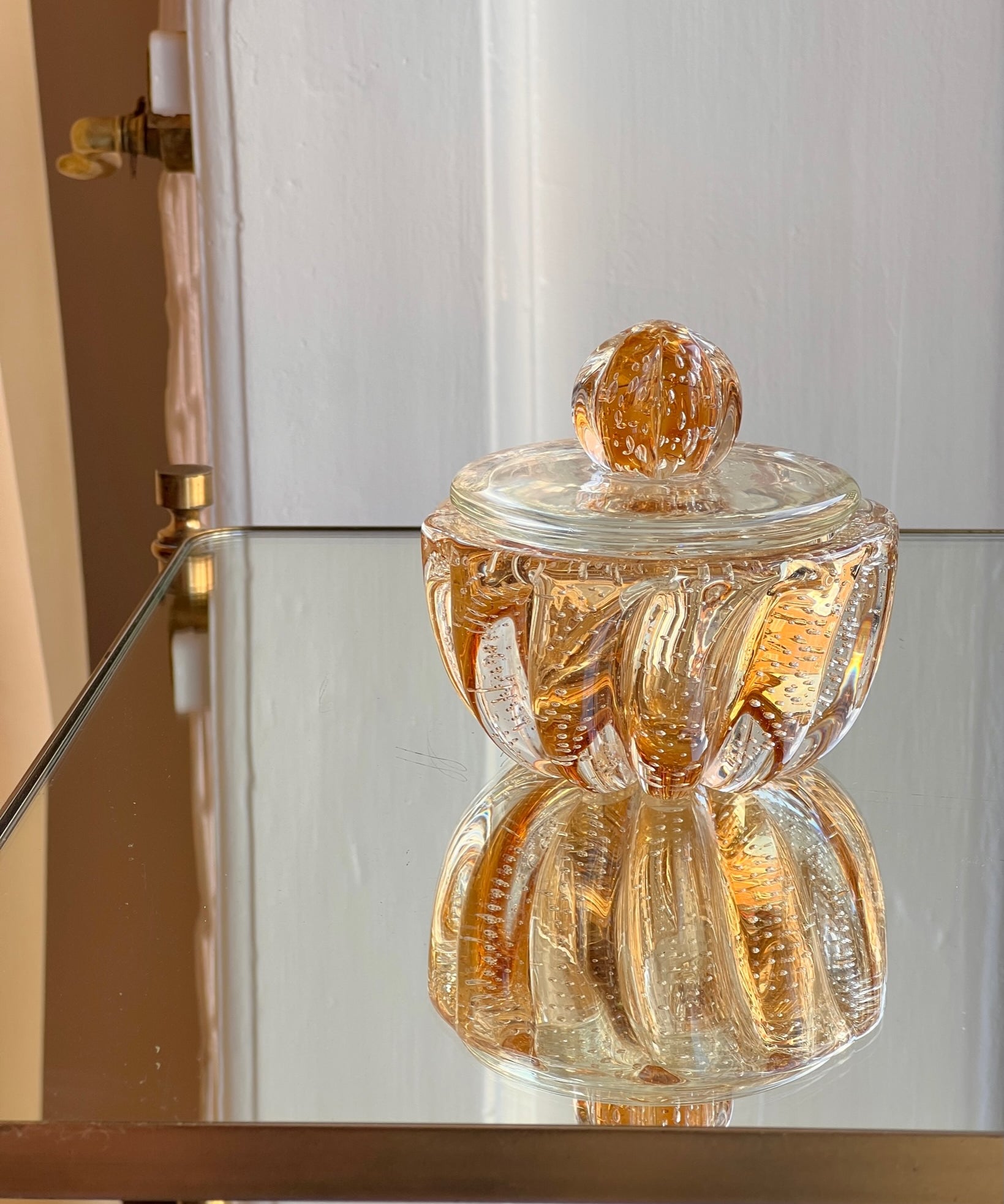 Vintage amber Murano bonbonniere
